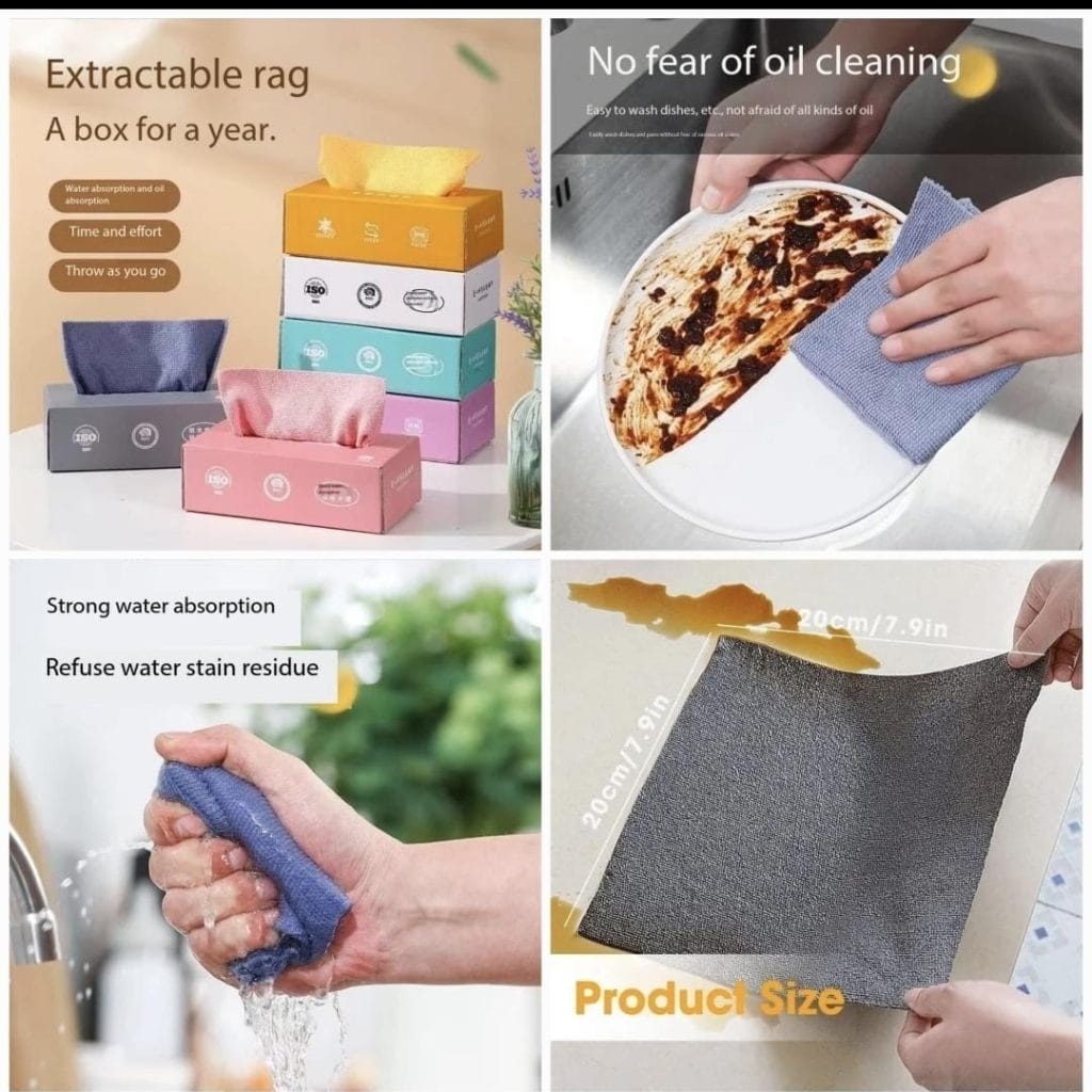 20pcs Extractable Microfiber Cleaning Cloths Tissue-Box Pack
