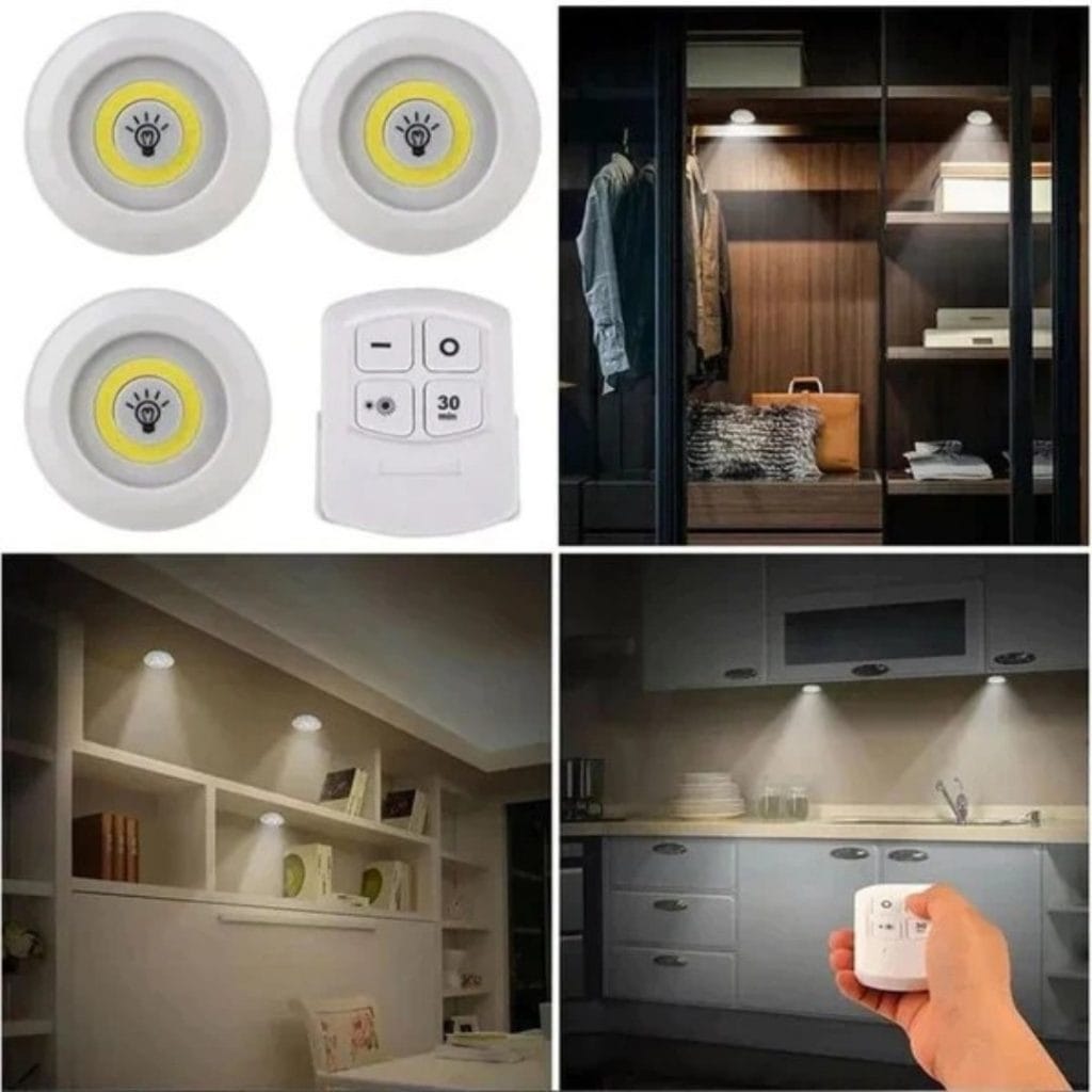3pcs Wireless Tap LED Puck Lights with Remote & Timer