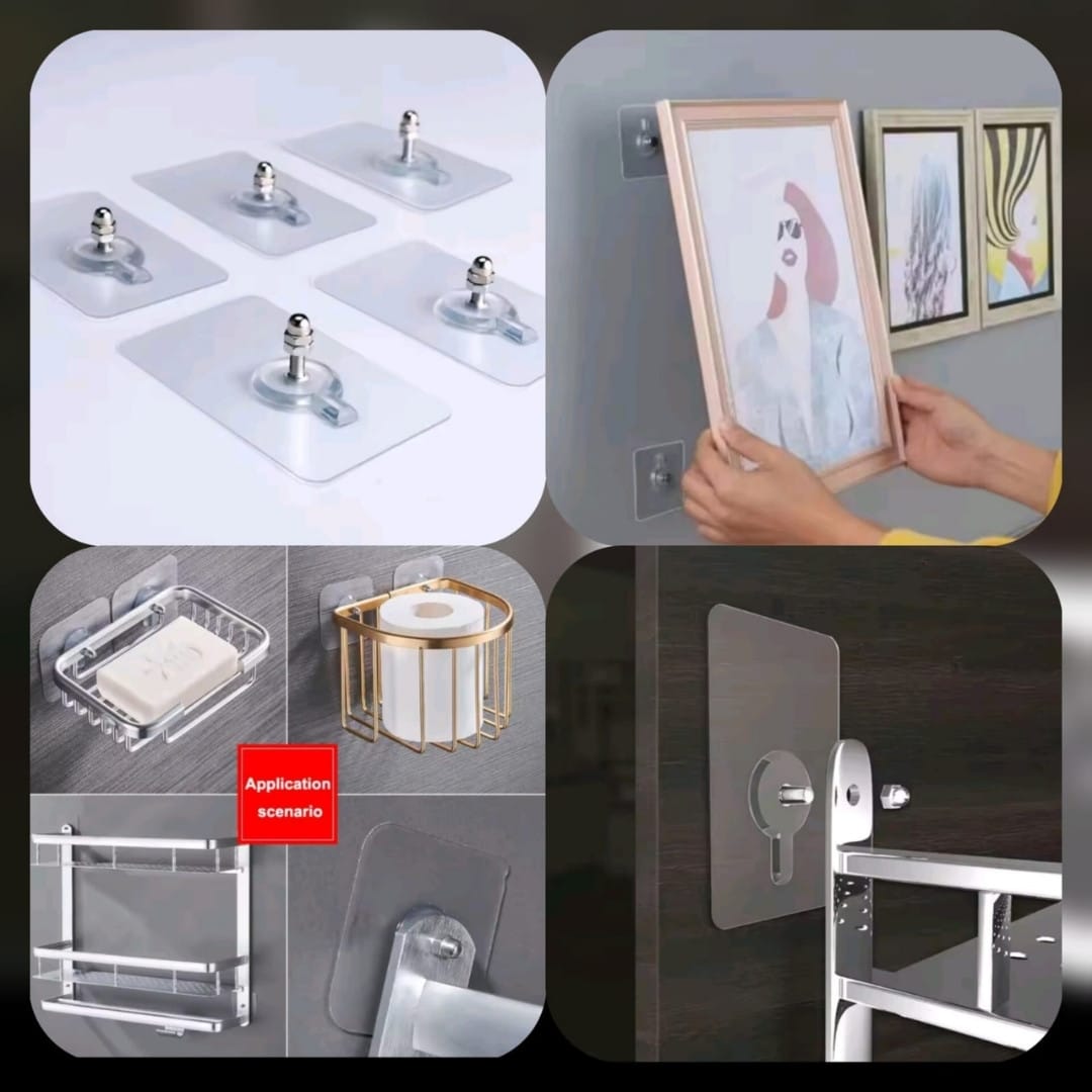 Transparent adhesive screw hook close-up