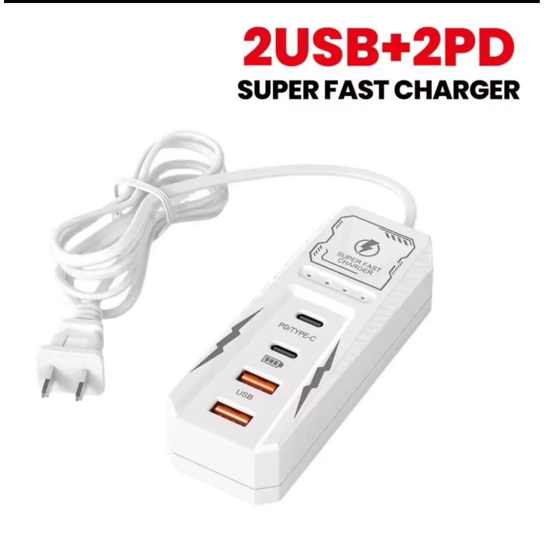Desktop Charging Station with 2 USB + 2 Type-C Ports