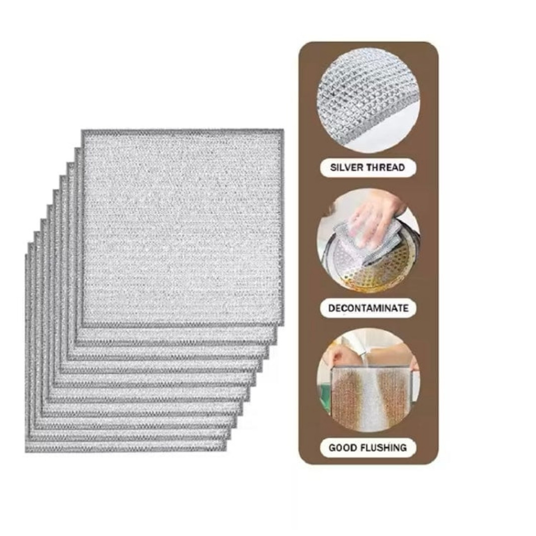 Reusable steel mesh dishwashing scrub cloth