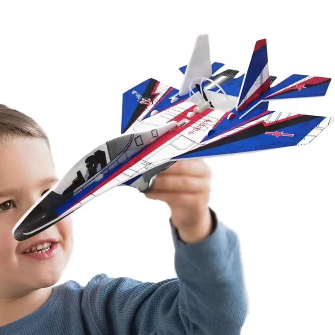 Mini foam jet plane glider in blue color