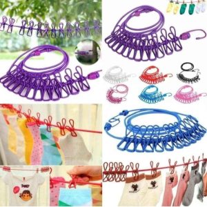 Close-up of anti-slip spacers between laundry clips