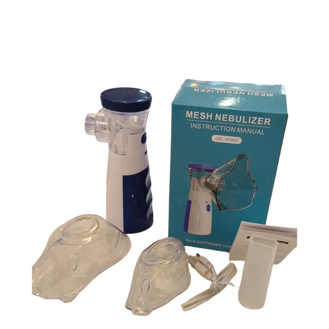 Nebulizer connected via USB cable on table