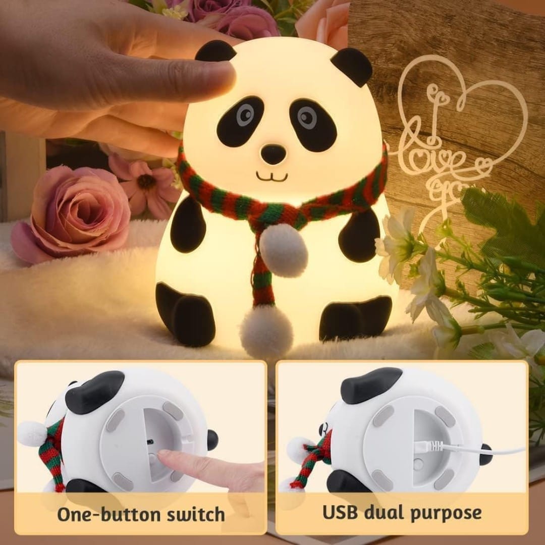 Cozy Panda Sitting Night Light with Scarf & Timer