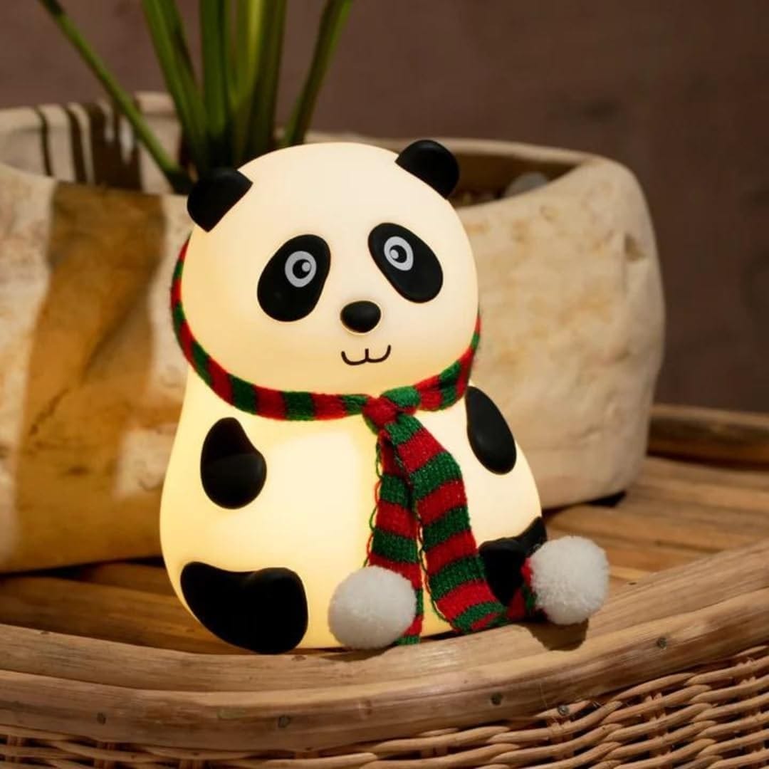 Cozy Panda Sitting Night Light with Scarf & Timer