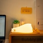 Warm white duck lamp beside indoor plant