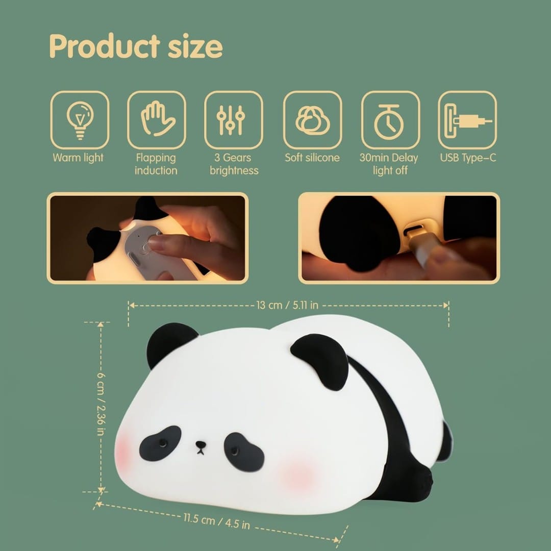Portable silicone panda night light for kids nursery
