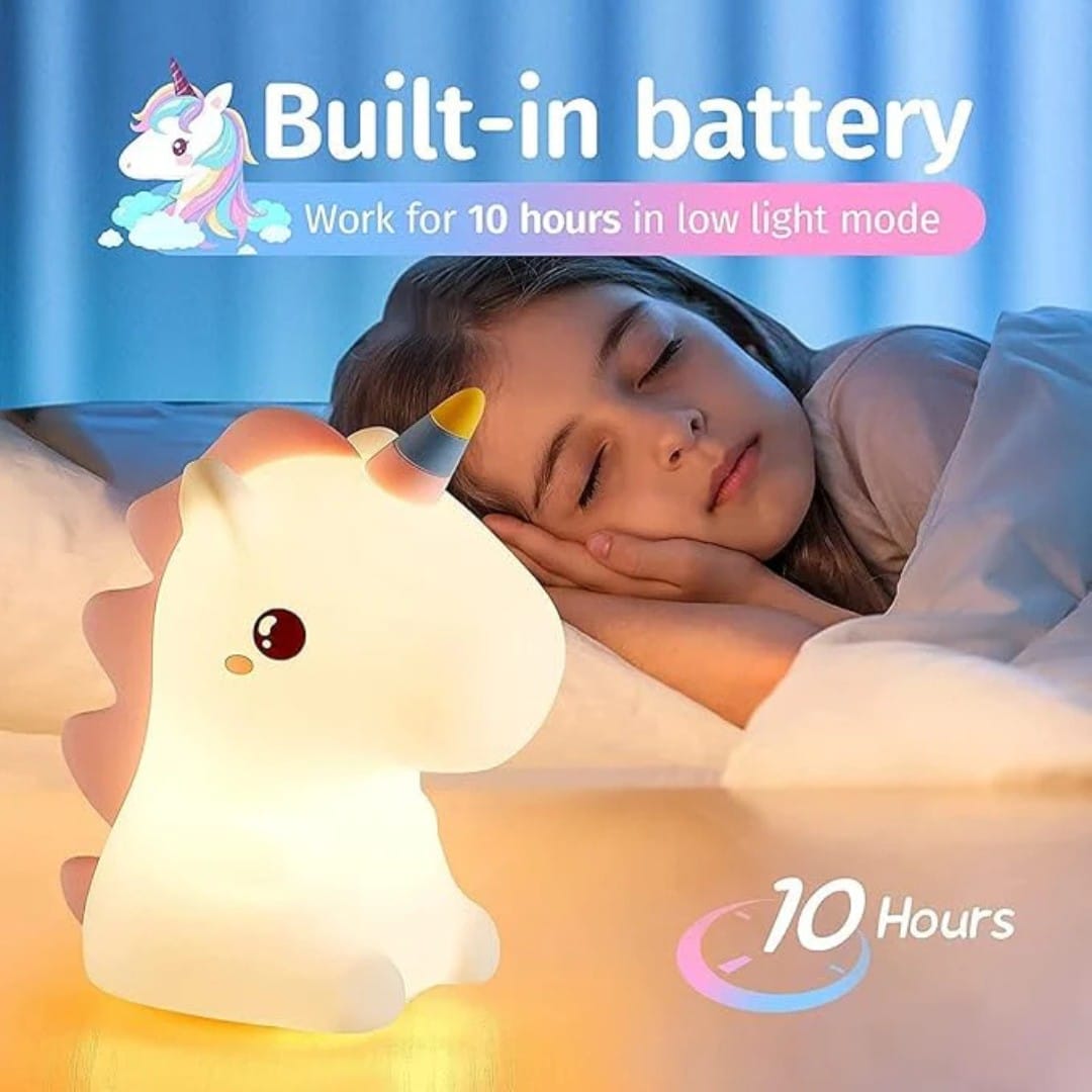 Soft-light unicorn bedside lamp with sleep-friendly glow