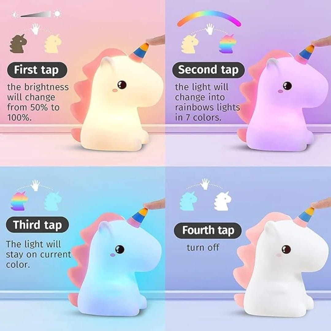USB rechargeable unicorn clapping lamp for children’s room