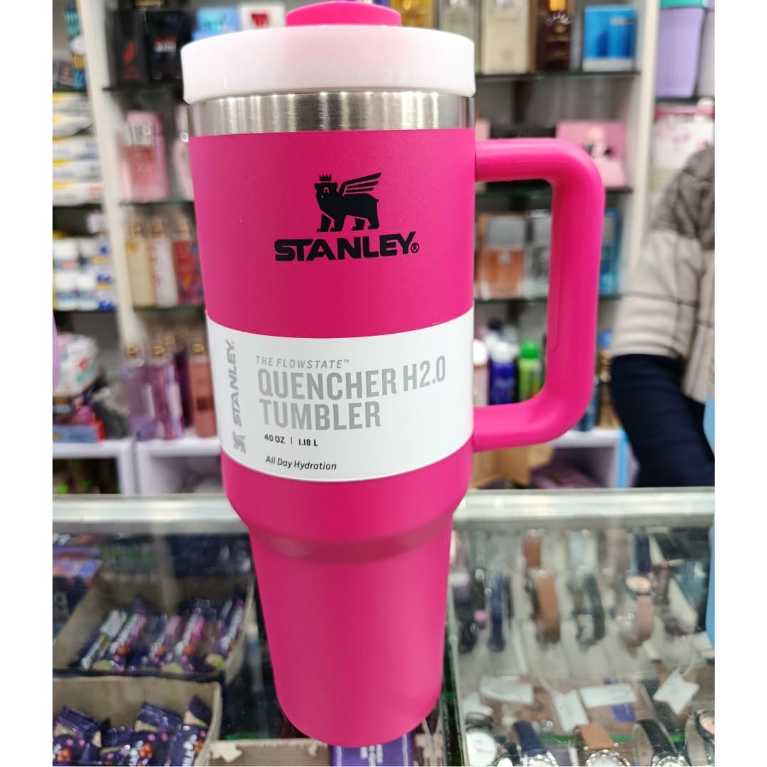 Pink 40oz Insulated Tumbler with Handle & Straw