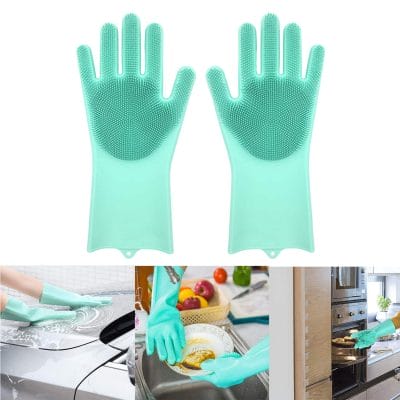 Magic Silicone Dishwashing Gloves with Bristles