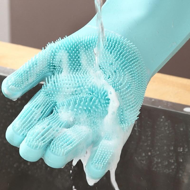 Magic Silicone Dishwashing Gloves with Bristles - photo 3
