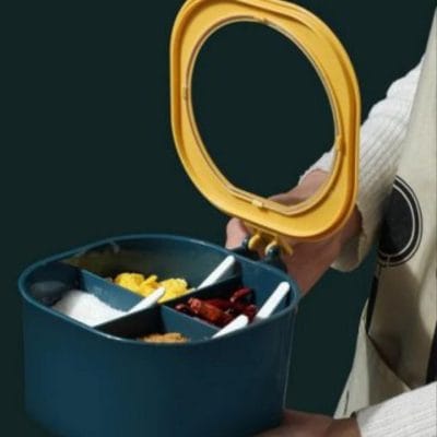 3-Compartment Spice Masala Box with Scoops