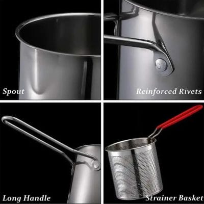 Stainless Steel Mini Deep Fryer Pot with Strainer Basket