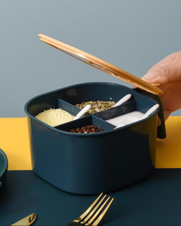 3-Compartment Spice Masala Box with Scoops