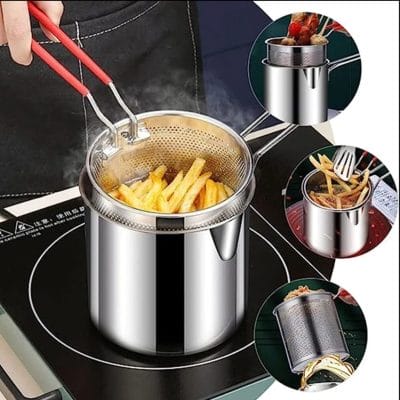 Stainless Steel Mini Deep Fryer Pot with Strainer Basket