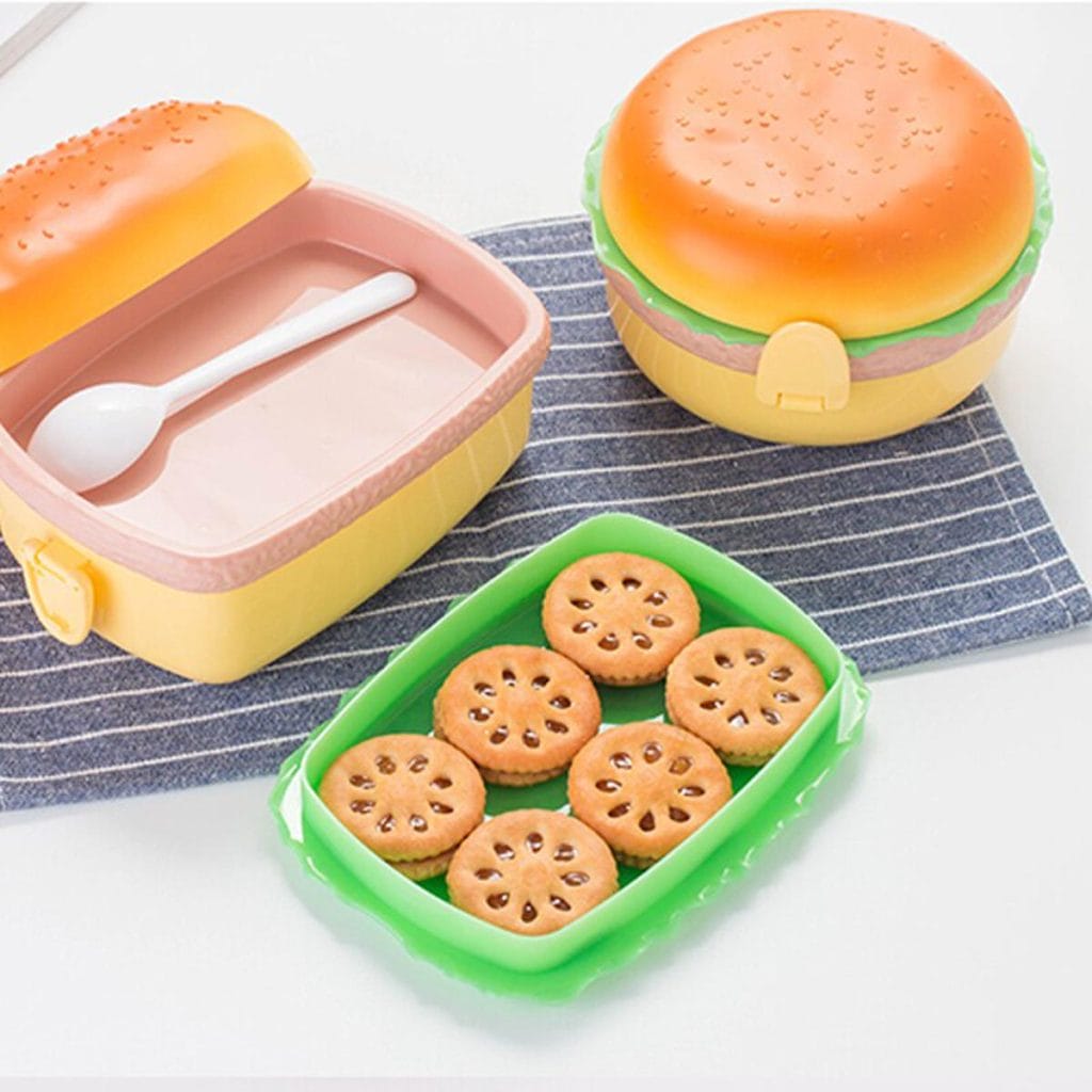 Hamburger-Shaped Bento Lunch Box for Kids