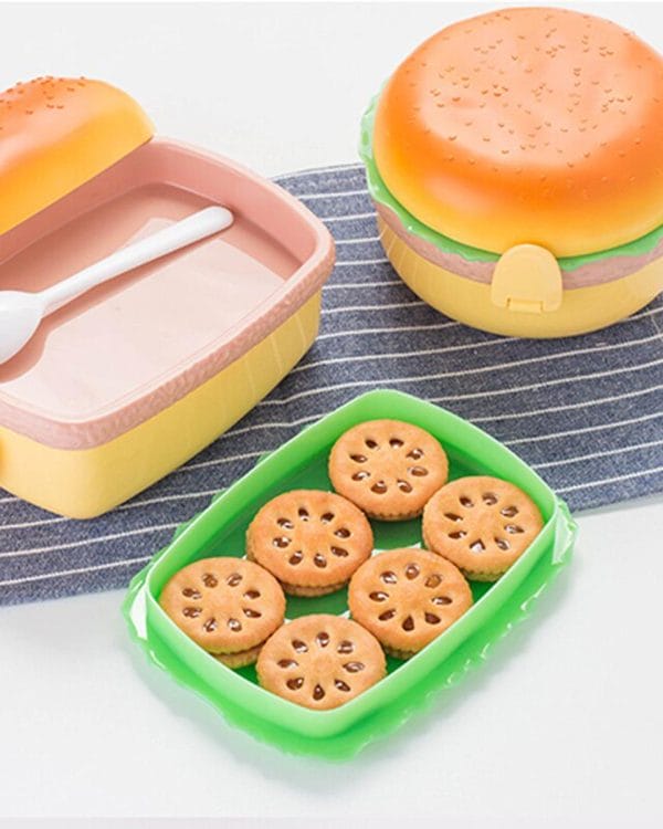 Hamburger-Shaped Bento Lunch Box for Kids