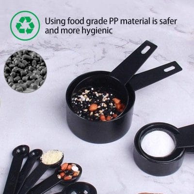 10-Piece Black Plastic Measuring Cups & Spoons Set