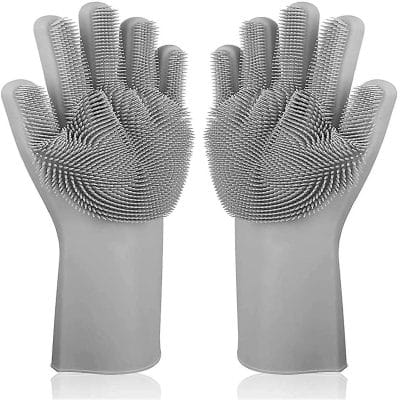 Magic Silicone Dishwashing Gloves with Bristles