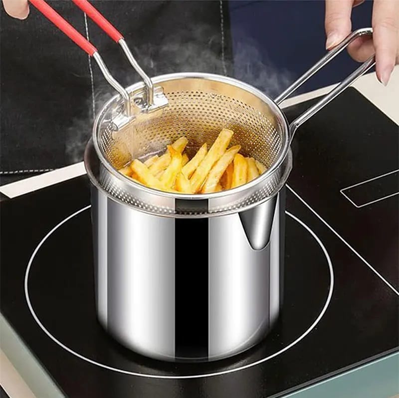Stainless Steel Mini Deep Fryer Pot with Strainer Basket - photo 3