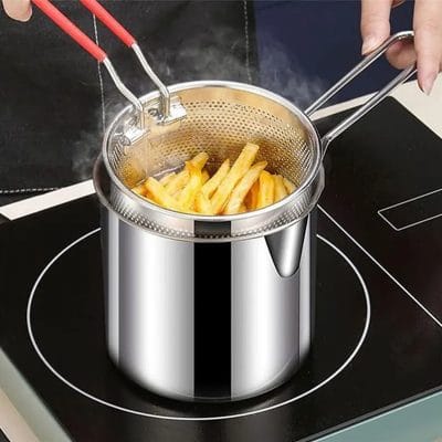 Stainless Steel Mini Deep Fryer Pot with Strainer Basket