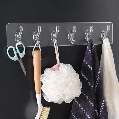 Self-Adhesive 6-Hook Wall Rail