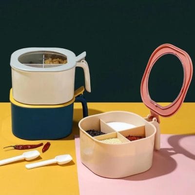 3-Compartment Spice Masala Box with Scoops