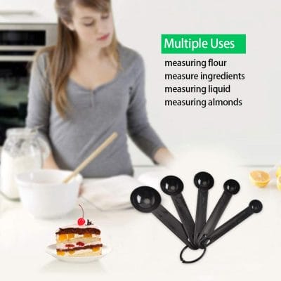 10-Piece Black Plastic Measuring Cups & Spoons Set