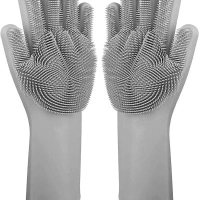 Magic Silicone Dishwashing Gloves with Bristles