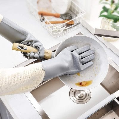 Magic Silicone Dishwashing Gloves with Bristles
