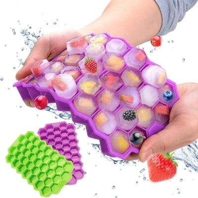 37-Cavity Silicone Honeycomb Ice Cube Tray with Lid