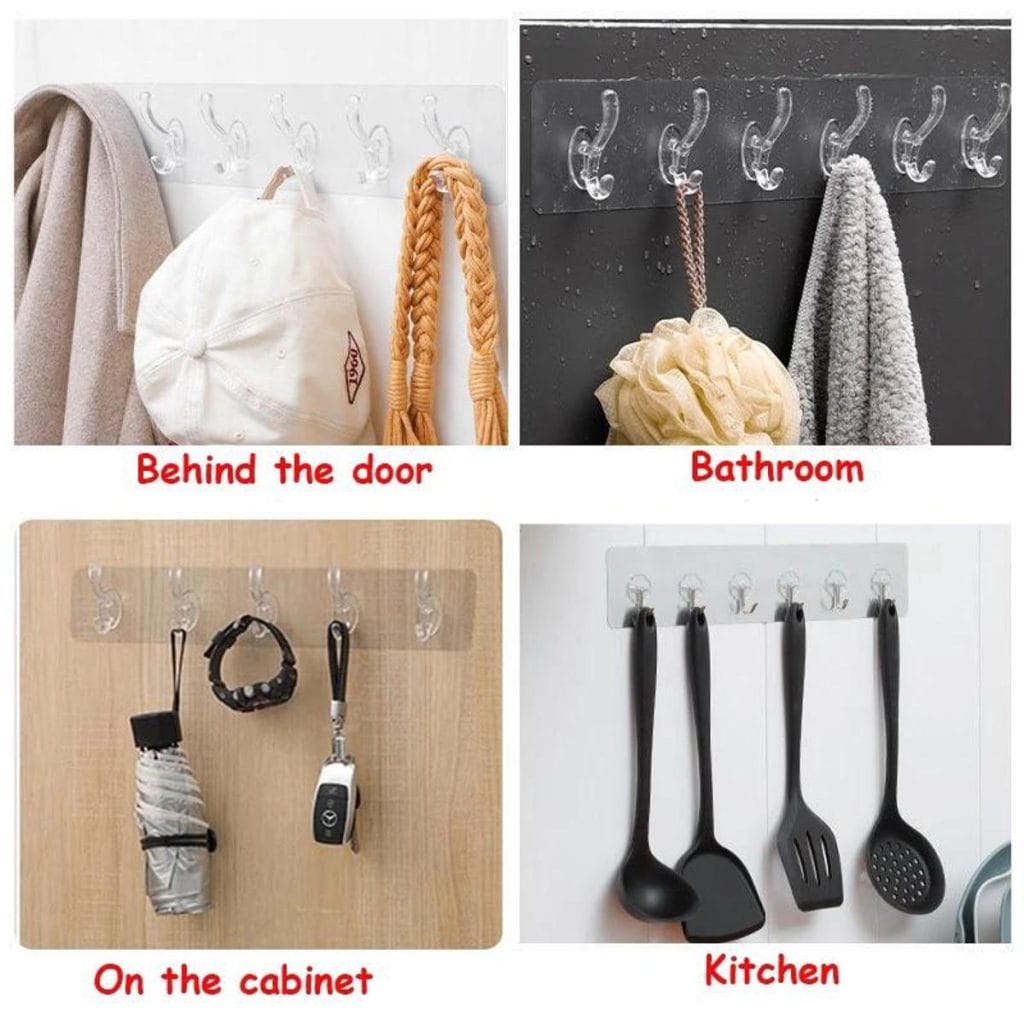 Self-Adhesive 6-Hook Wall Rail