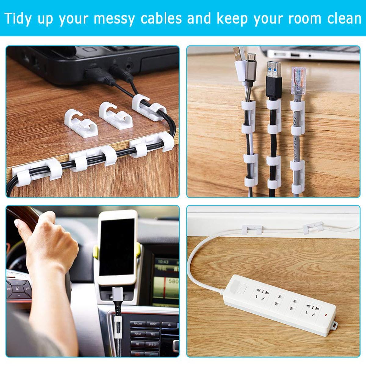 Self-Adhesive Cable Clips Wire Organizer - photo 2