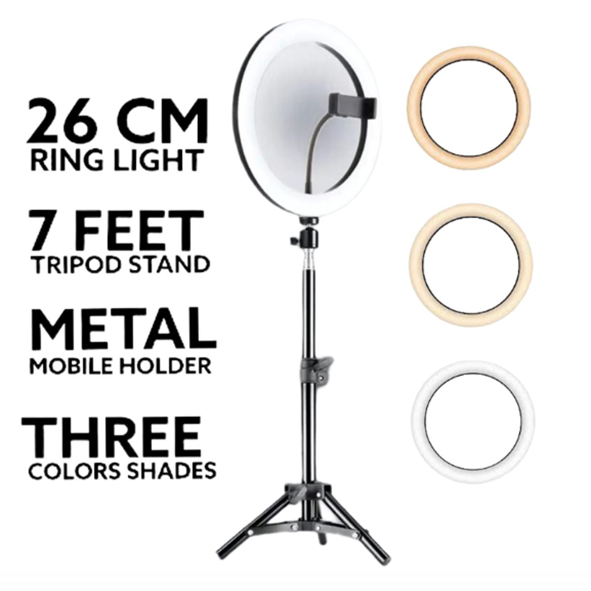 26cm LED Ring Light with 7ft Tripod & Phone Holder - photo 4