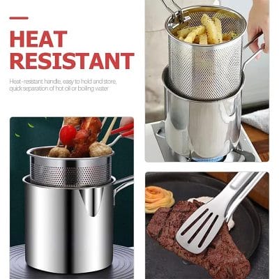Stainless Steel Mini Deep Fryer Pot with Strainer Basket