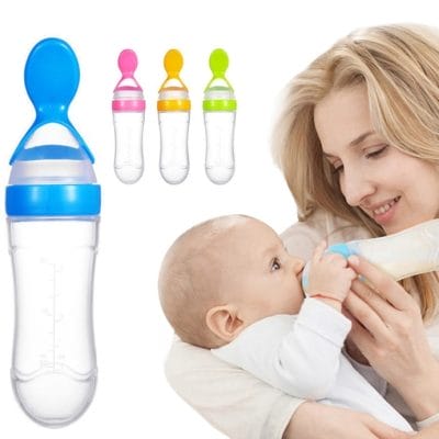 Silicone Baby Feeding Bottle with Spoon