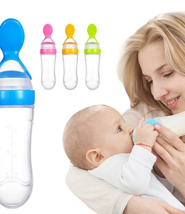 Silicone Baby Feeding Bottle with Spoon