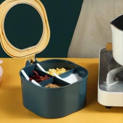 3-Compartment Spice Masala Box with Scoops