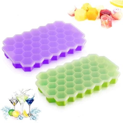 37-Cavity Silicone Honeycomb Ice Cube Tray with Lid
