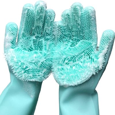 Magic Silicone Dishwashing Gloves with Bristles