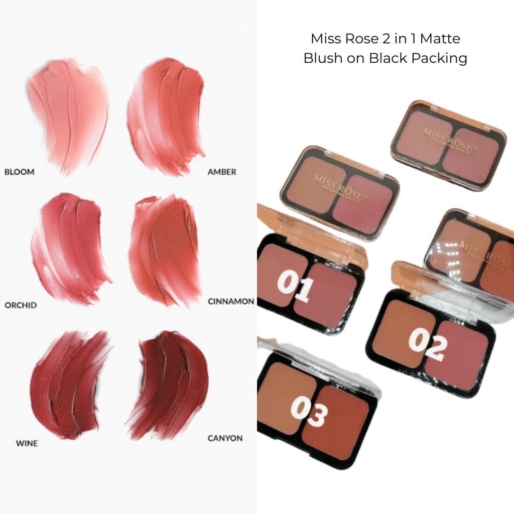 Miss Rose 2 in 1 Matte Blush on Black Packing