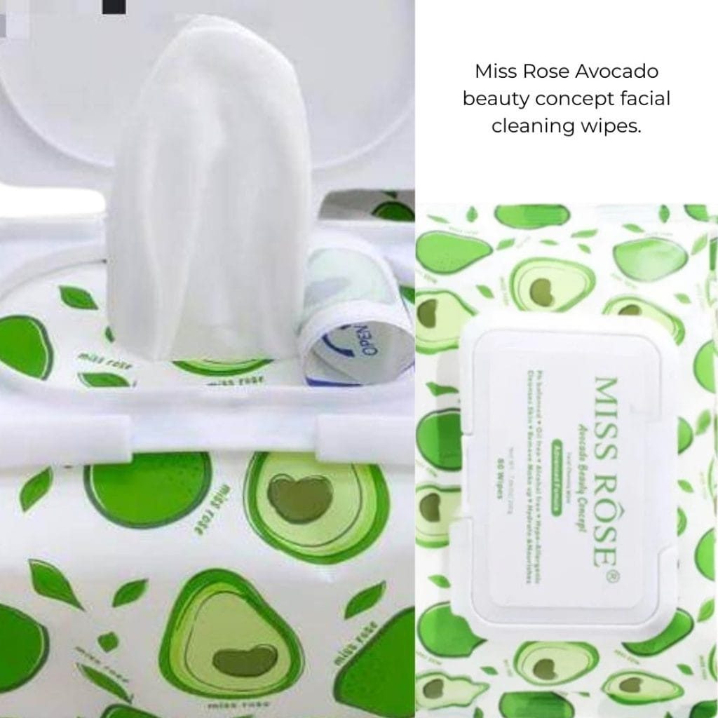 Miss Rose Avocado beauty concept facial cleaning wipes